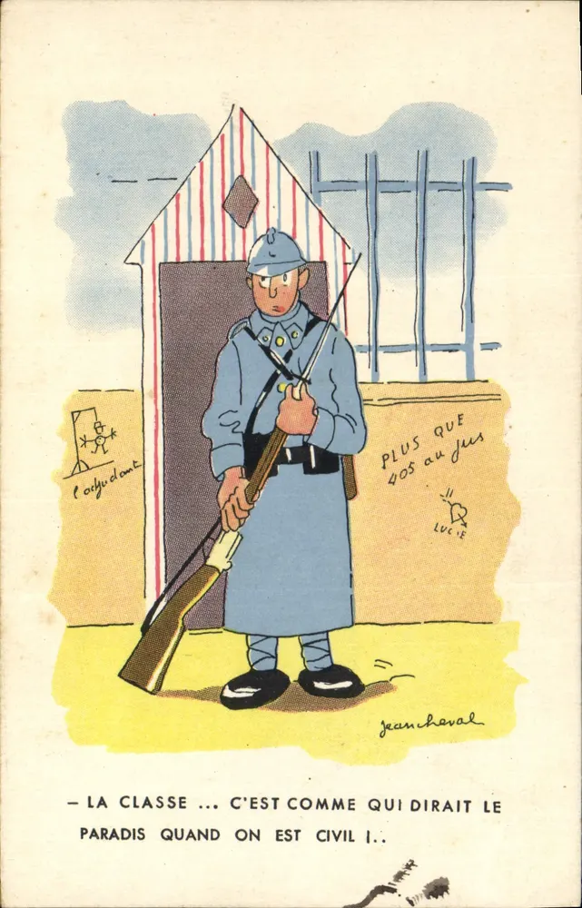 Soldado em uniforme azul — caricatura militar — Jean Charal - Frente