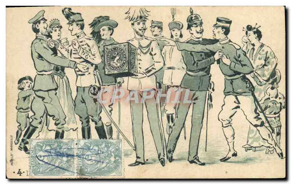 Cena militar com soldados e civis — editor L. L. MARSEILLE, n°4-L - Frente