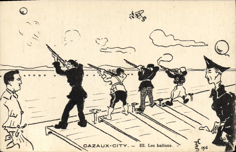 Cazaux-City — III. Die Luftballons — Litho. A. Oliveau et Fils, Bordeaux - Vorderseite