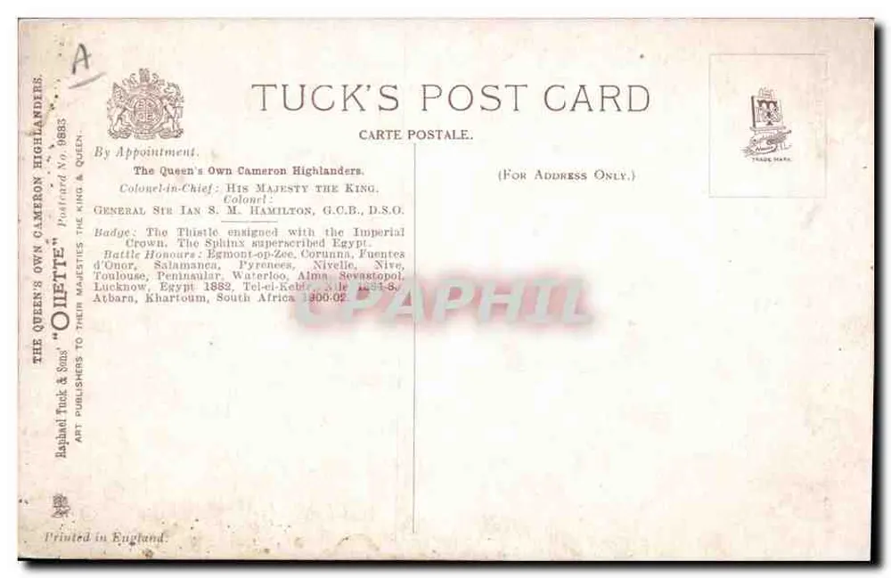 The Queen's Own Cameron Highlanders — A Charge up the hill — Mary Payne - Verso
