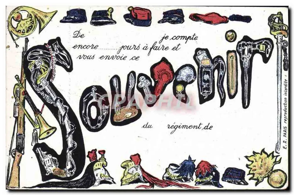 Lembrança do regimento — E.R. PARIS — número de série não visível - Frente