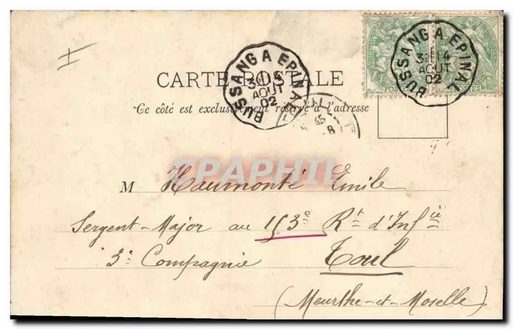 Soldados na fronteira — Foto-Aquarela Processo A. H. — Imp. Ad. Weick, Saint-Dié, N. 303 — Série 'La Halte' - Verso