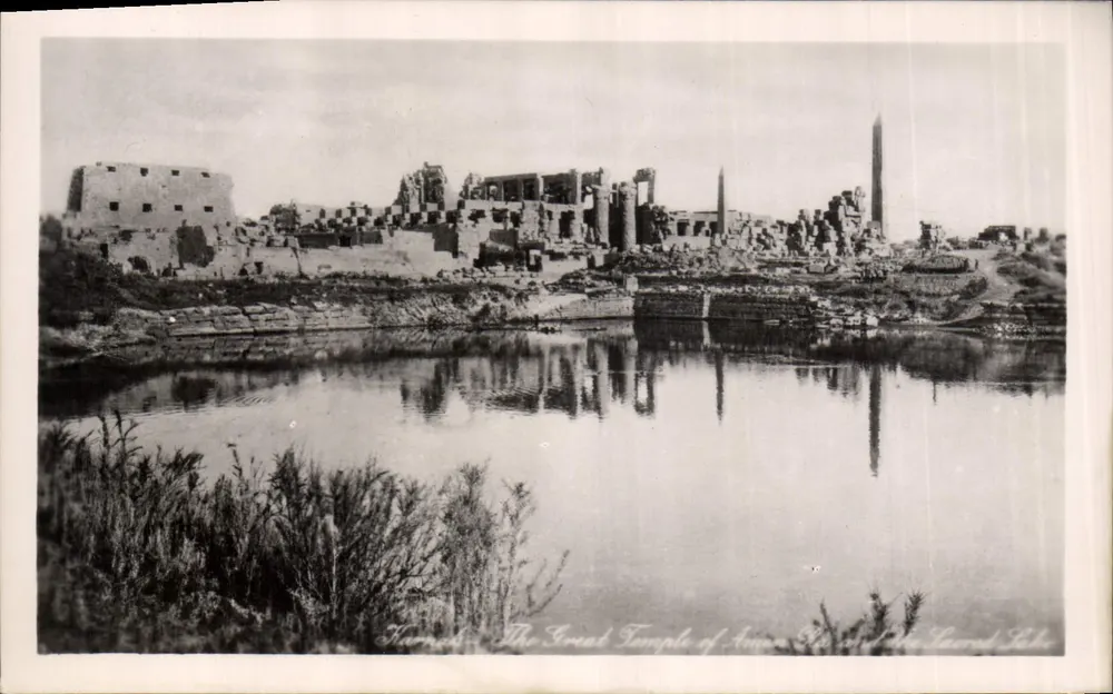 Karnak — Ruínas do grande Templo e lago sagrado — editor LEONAR, n°1 - Frente