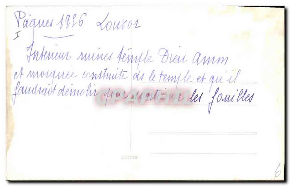 Louxor — O Templo — Editor LECOVAR, n°6 - Verso