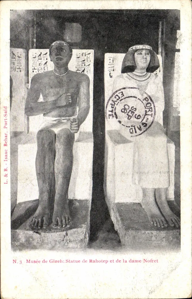 Museum von Gizeh: Statue von Rahotep und Frau Nofret — L. & B. Isaac Behar, Port-Saïd, N.3 - Vorderseite