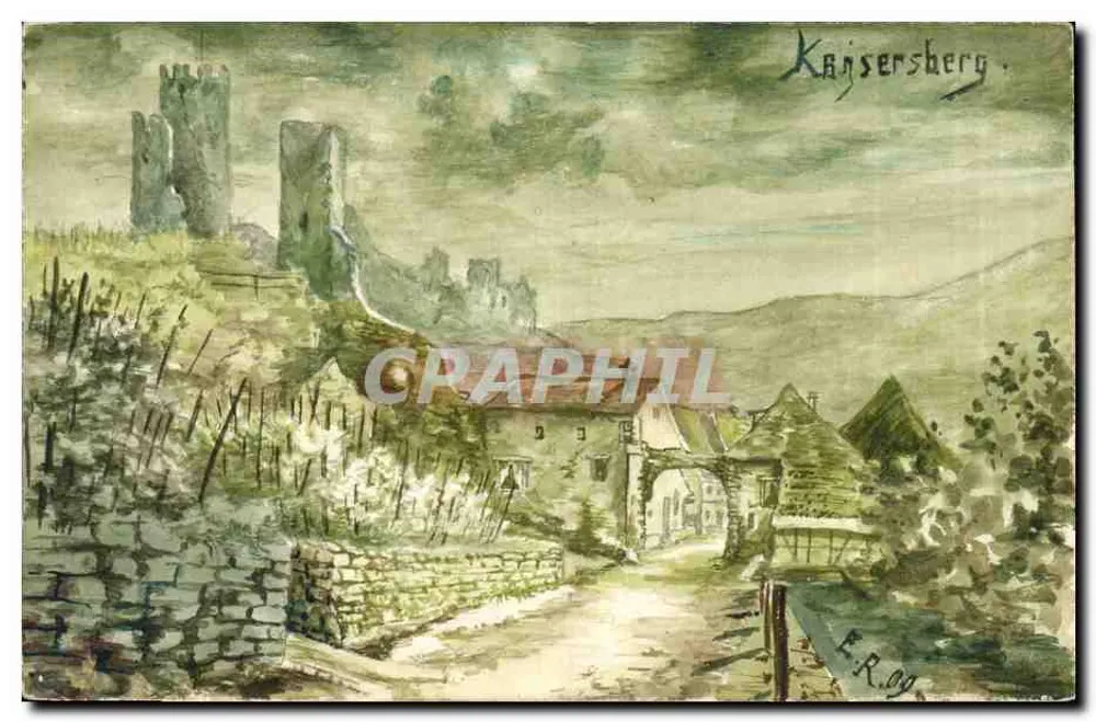 Kaisersberg — Ansicht des Schlosses und Dorfes — E. Rog, Künstler - Vorderseite