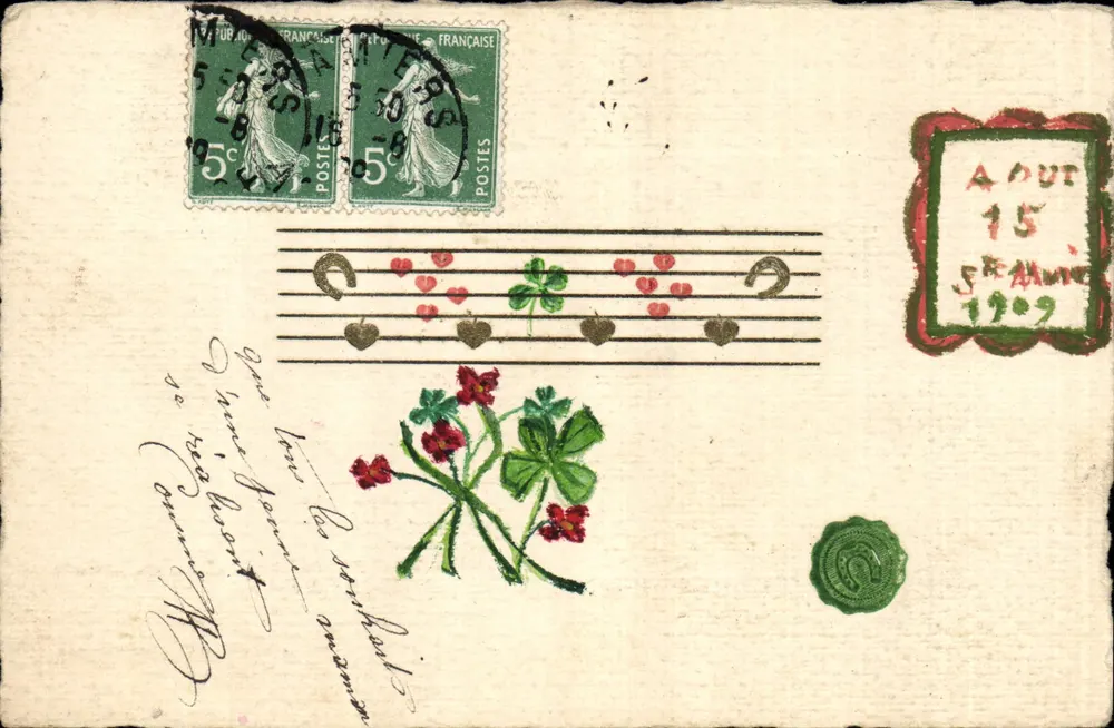 Blumen und Musiknoten — Dekorative Illustration — Verlag nicht sichtbar - Vorderseite