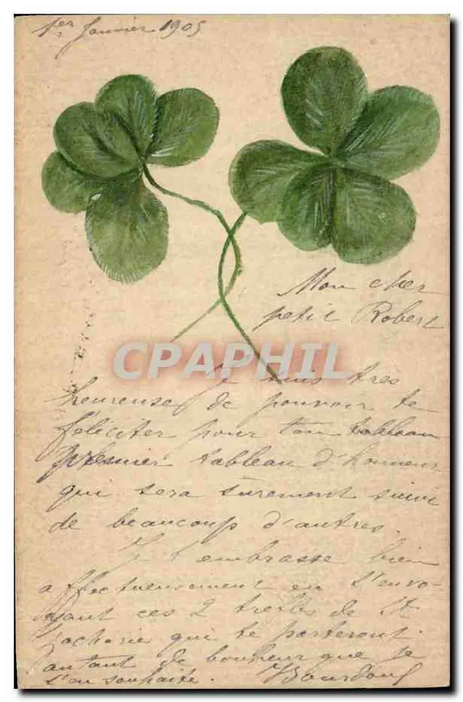 Kleeblatt — Illustration — französische Ansichtskarte - Vorderseite