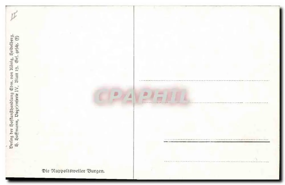 I castelli di Rappoltsweiler — Hoffmann, B. — Edizione della collezione 'Hoffmann der Hoffnungsbundlung' (IV, Blatt 19) - Verso