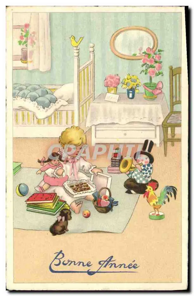 Kinder, die in einem Zimmer spielen — Frohe Neujahr — Verleger nicht sichtbar - Vorderseite