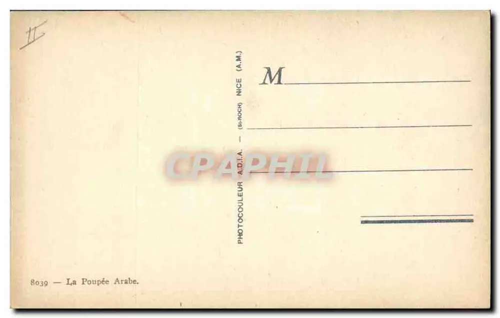 A Boneca Árabe — Série 8039 — Fotocor A.D.I.A. (Shiroch) Nice - Verso