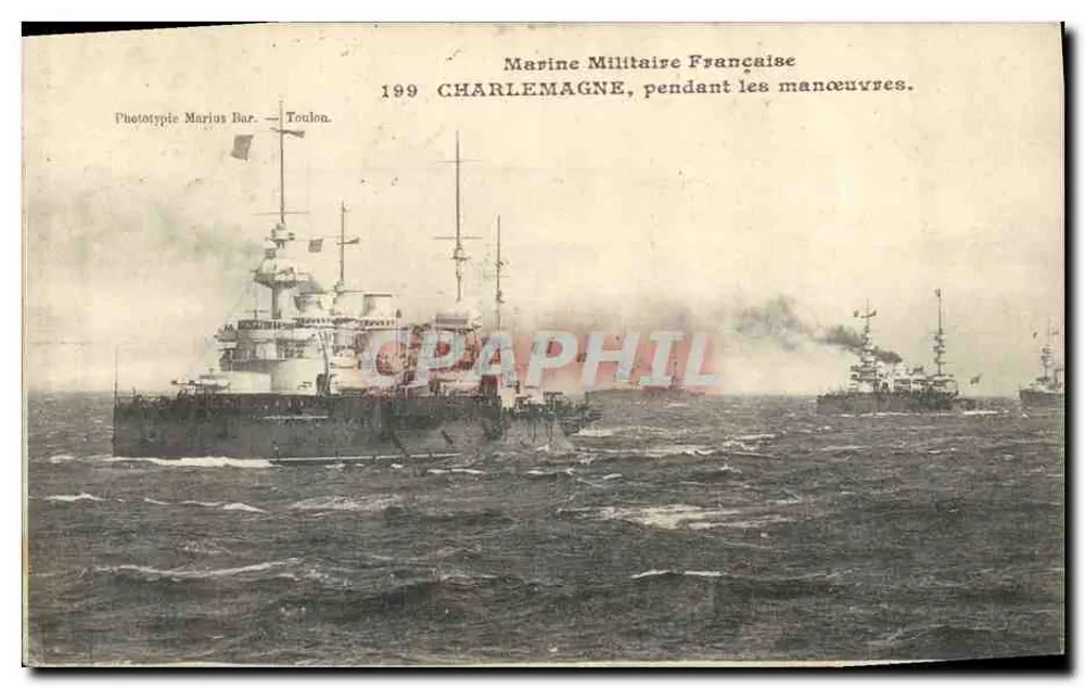 Charlemagne — Kreuzer der französischen Marine — Phototypie Marius Bar, Toulon, n°199 - Vorderseite
