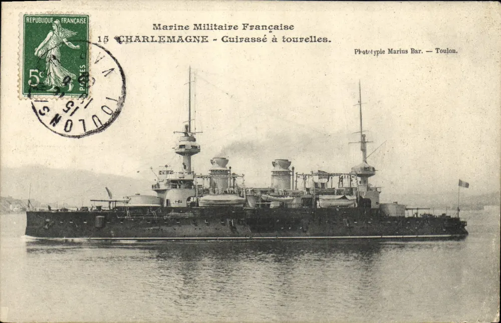 Charlemagne — Panzerkreuzer mit Turm — Phototypie Marius Bar. — Toulon. - Vorderseite
