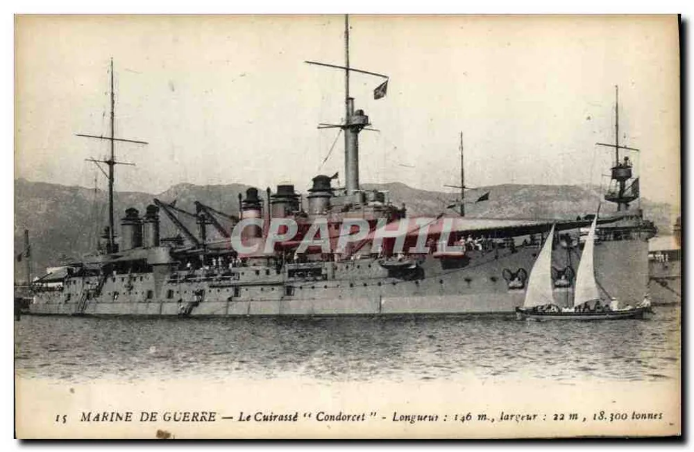 O Cuirassado "Condorcet" — Marinha de Guerra — editor Madelin e Rozais, Nantes - Frente