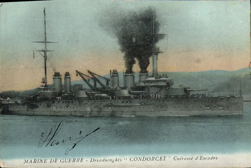 Dreadnoughts "Condorcet" — Schlachtschiff — Marine de Guerre - Vorderseite