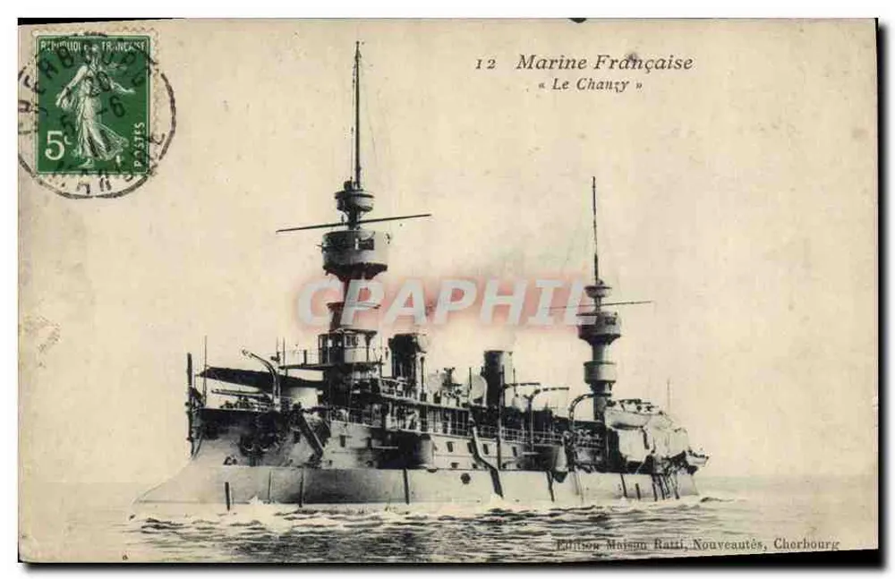 Le Chancy — Croiseur da Marinha Francesa — Edição Maison Ratti, Novidades, Cherbourg - Frente