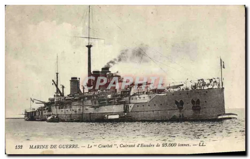 Der "Courbet" — Schlachtschiff der Marine mit 23.000 Tonnen — LL. — Marine - Vorderseite
