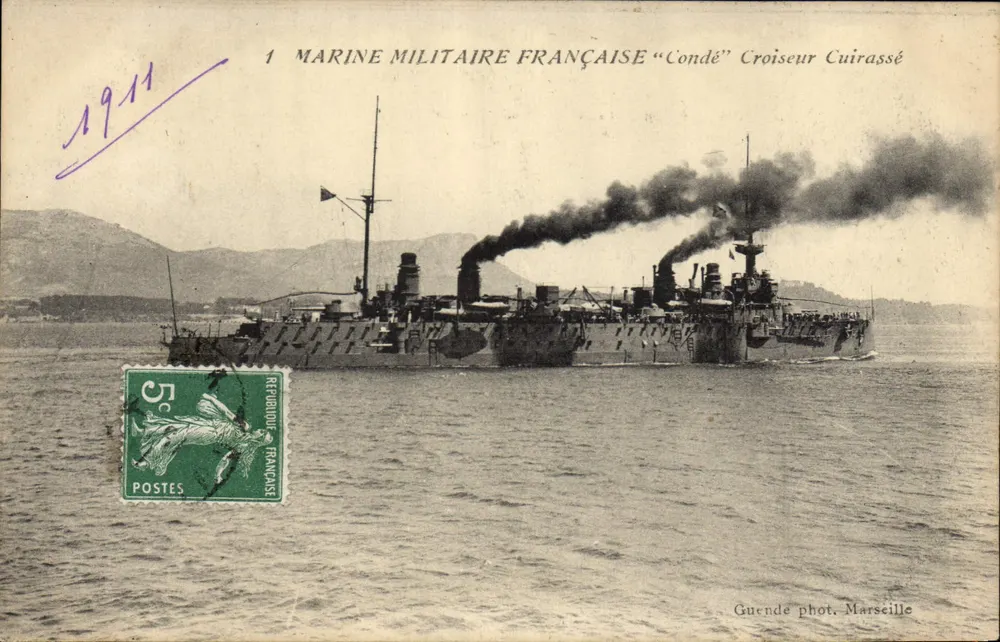 Französische Marine "Condé" Panzerkreuzer — Guende phot. Marseille - Vorderseite