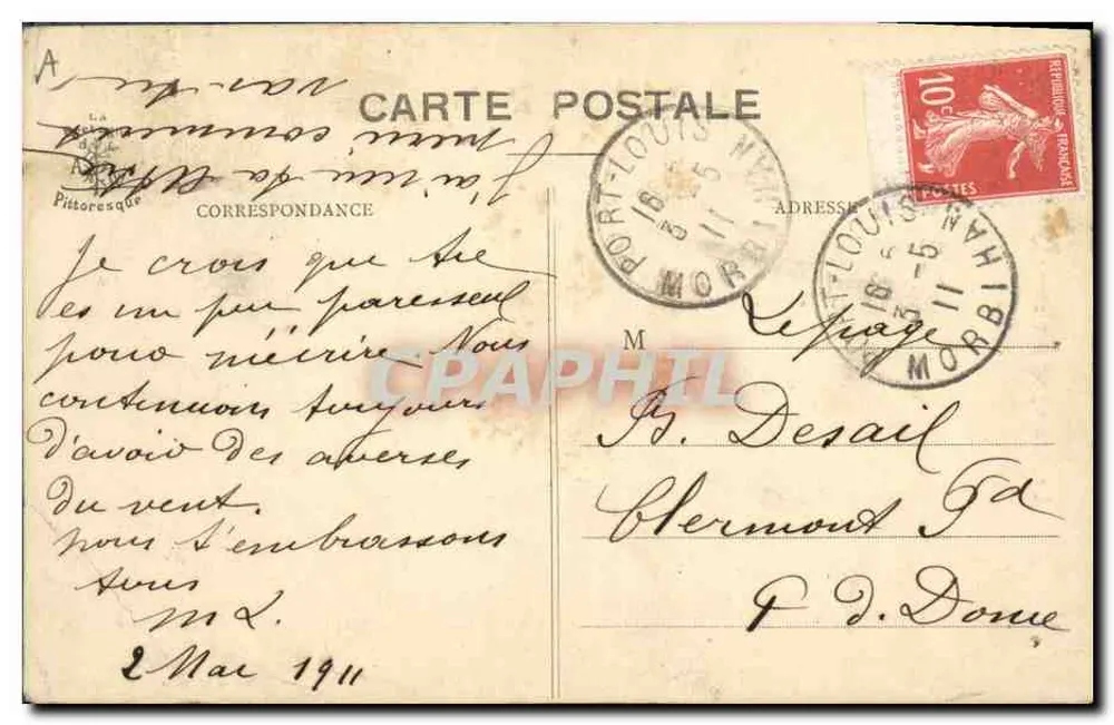 A Bretanha Pitoresca — Traje de Scaër — Coleção A. Waron, St-Briac, n°6203 - Verso