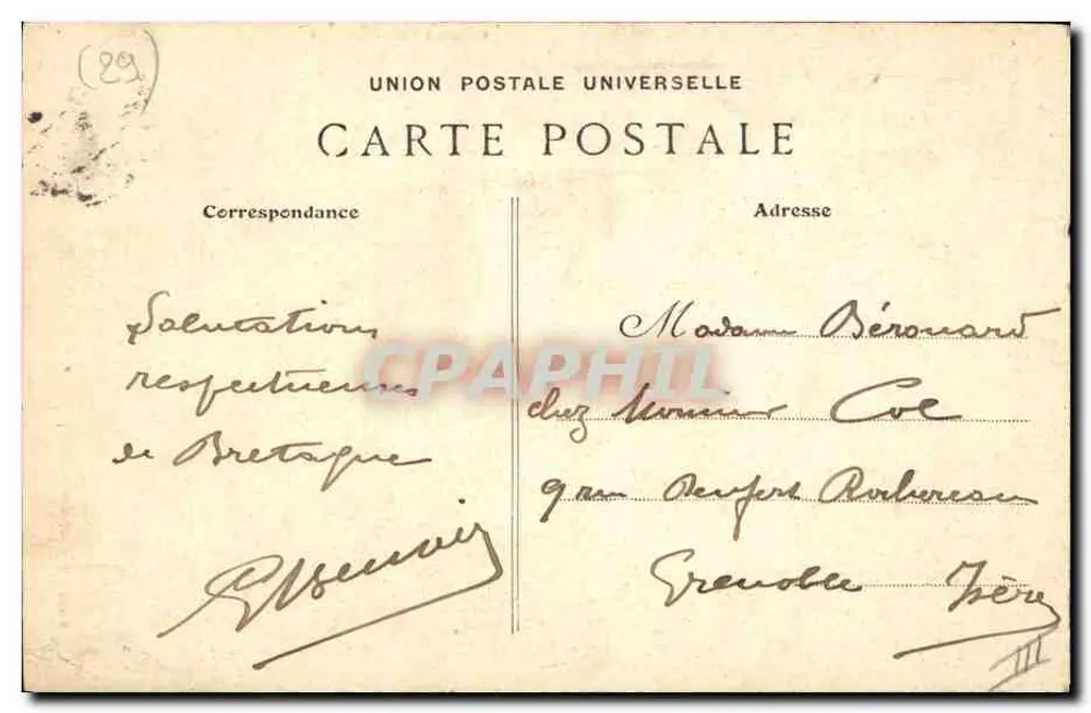 Jovem Homem de Échant — Coleção Villard, Quimper — n° 4084 - Verso