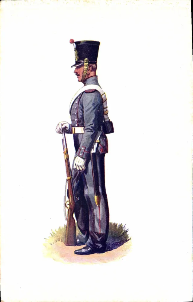 Soldat in Infanterieuniform — Verwaltungstruppen 1830 — Musée Maréchal Franchet d'Espèrey, Paris - Vorderseite