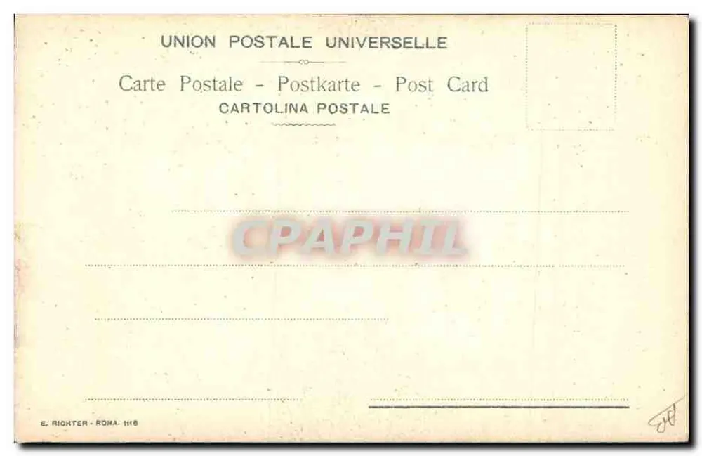 Guardião Nobre Trombettiere — uniforme azul e branco — E. Richter, Roma - Verso