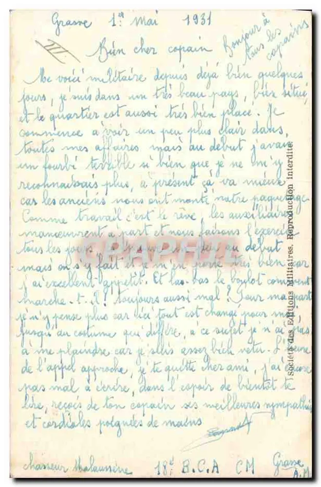 Chasseurs à pied — ilustração militar — Edmond Latoux - Verso