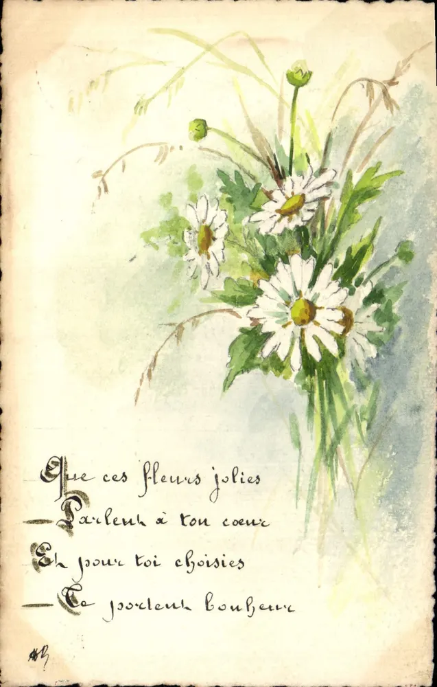 Bouquet von Margeriten — poetischer Text — unbekannter Verleger, n° 48 - Vorderseite