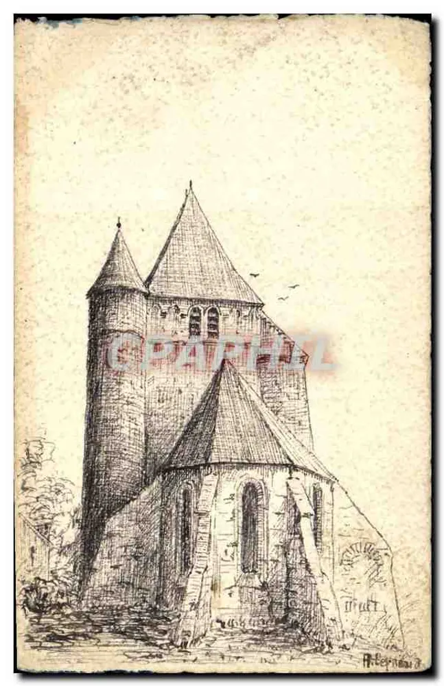 Kirche Saint-Étienne — Tuschezeichnung — A. Bepinou - Vorderseite