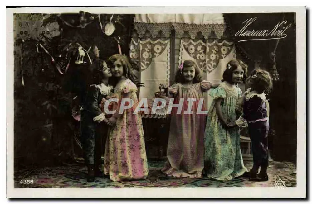 Fünf Kinder in festlicher Kleidung — Frohe Weihnachten — Nr. 4358 - Vorderseite