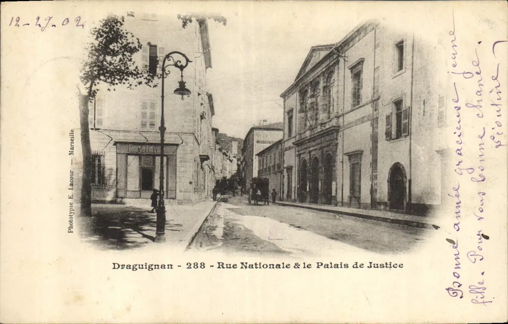 Draguignan - 288 - Nationale Straße & das Palast der Gerechtigkeit — Phototype E. Lacour - Marseille - Vorderseite