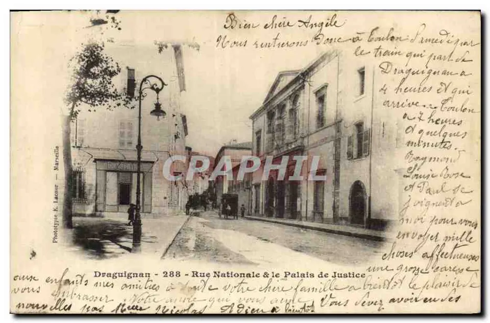 Draguignan - 288 - Nationale Straße & das Gerichtsgebäude — Phototypie K. Lazour - Marseille - Vorderseite