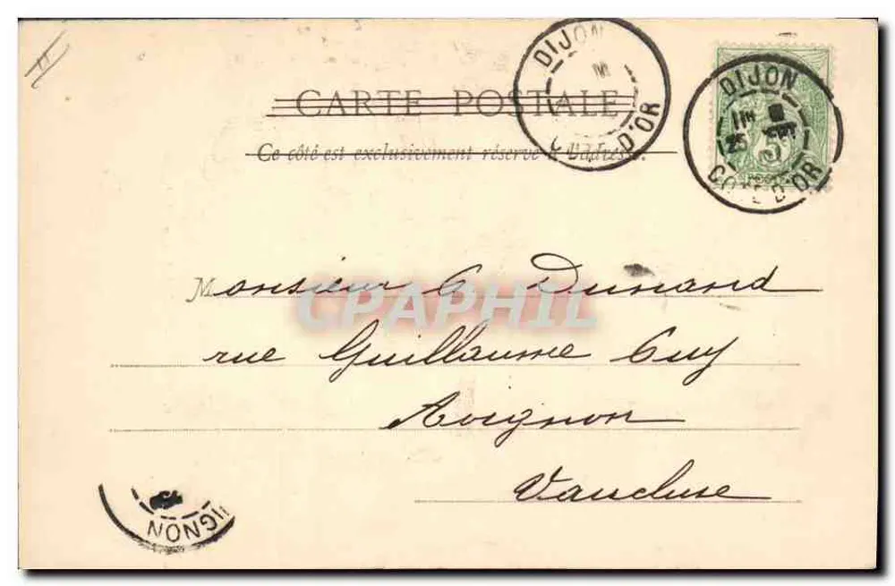 Dijon - Palácio de Justiça — L. V., edição 1901 - Verso