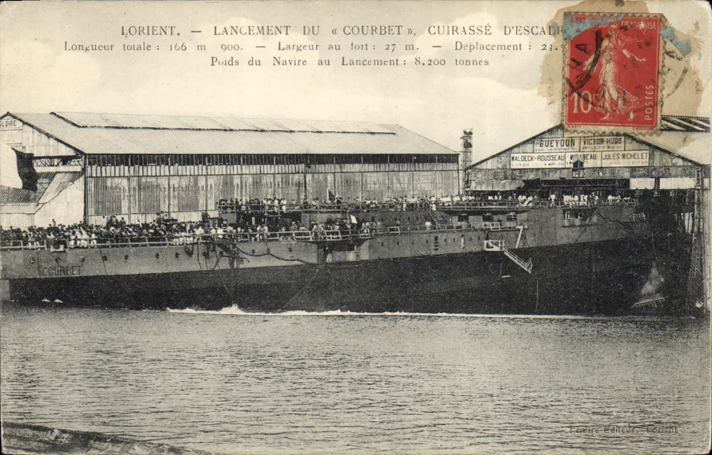 Lorient — Start des « Courbet », Schlachtschiff der Flotte — Verlag Lémire, Lorient - Vorderseite