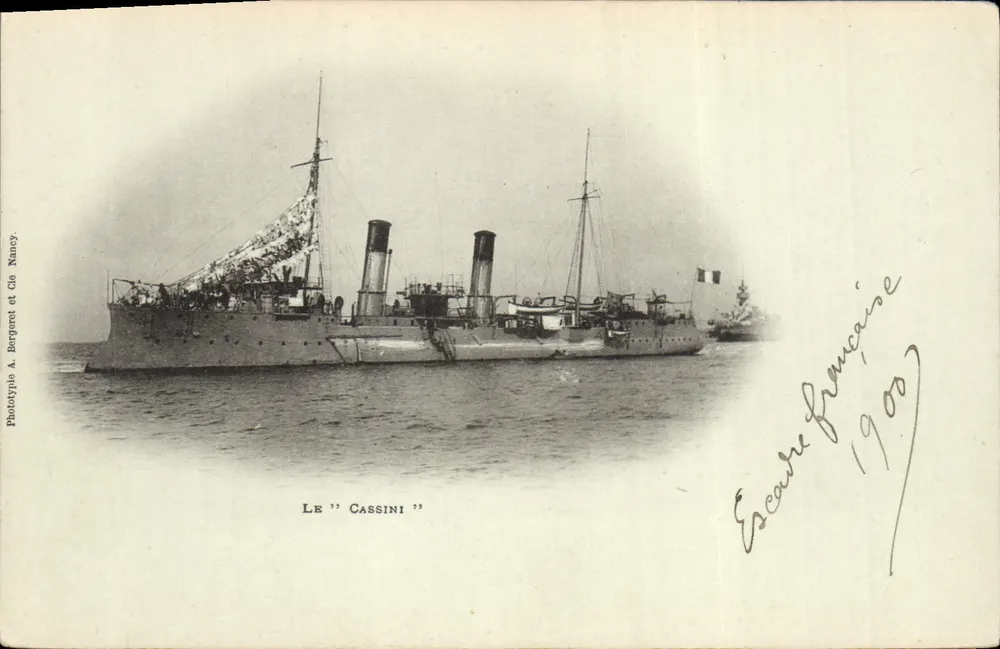 O "Cassini" — Escadra Francesa 1900 — Fototipo A. Bergent & Cie Nancy - Frente