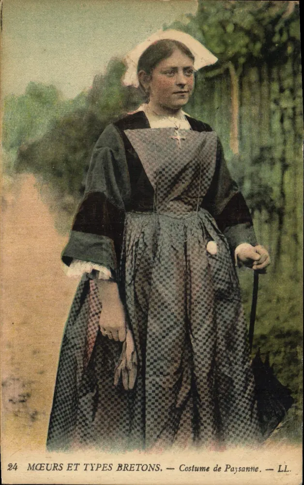 Traje de Camponesa — LL. — Mœurs e Tipos Bretões — n°24 - Frente
