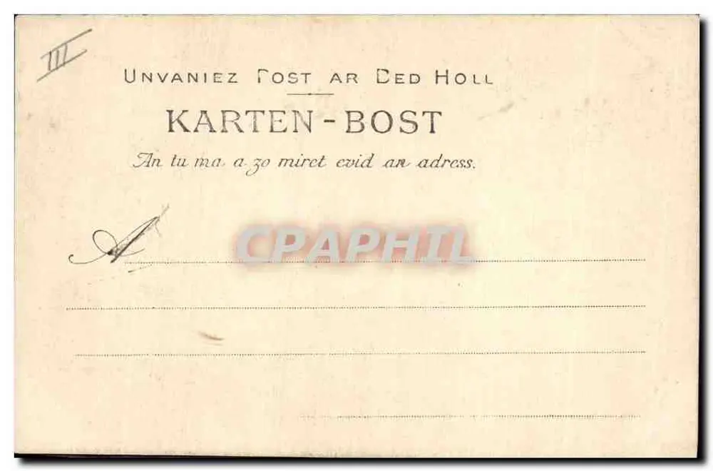 Jovem Bretão — Coleção Vellard, Quimper — n° 1208 - Verso