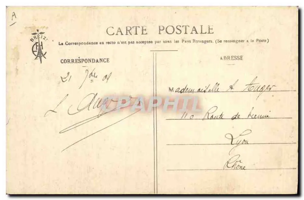 Casada de Châteauneuf-du-Rhône — retrato em traje tradicional — editor E. Hamonic, Saint-Brieuc, n° 2564 - Verso