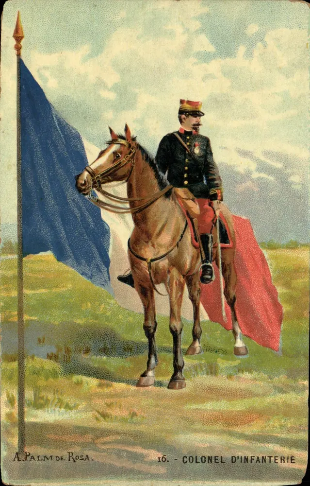 Colonel der Infanterie — zu Pferde, mit Dreifarbeflag — A. Palm de Rosa, Nr. 16 - Vorderseite