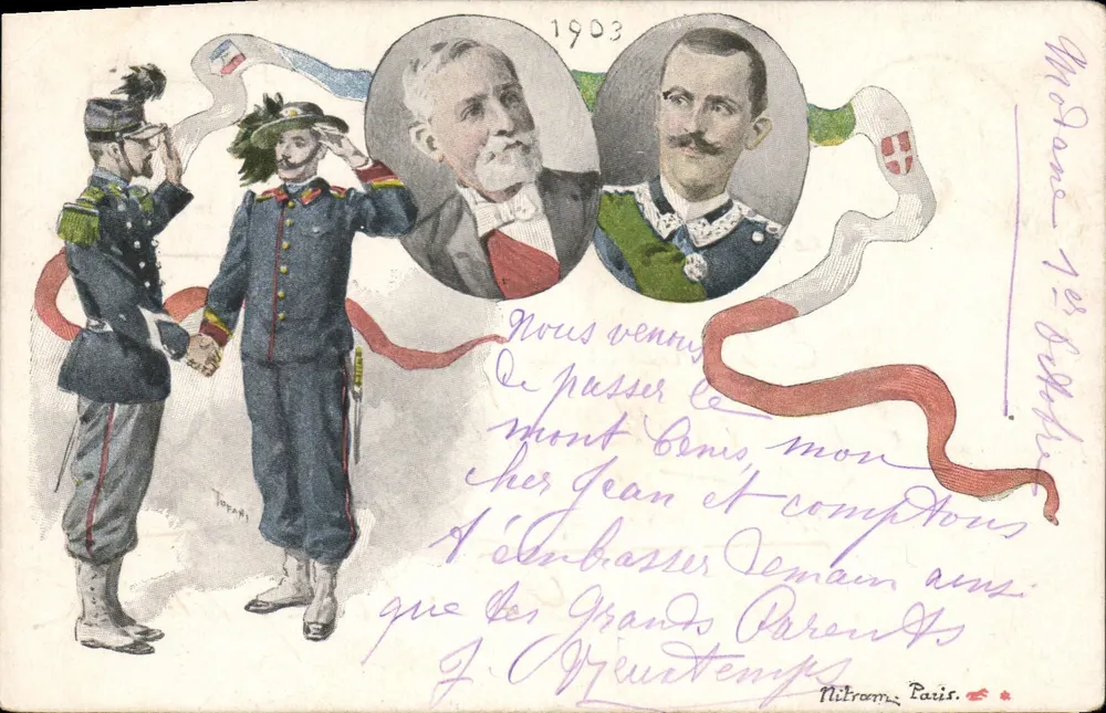 Zwei Männer in Uniform, die grüßen — Porträts zweier Männer — Nitroam, Paris, n° 3 - Vorderseite