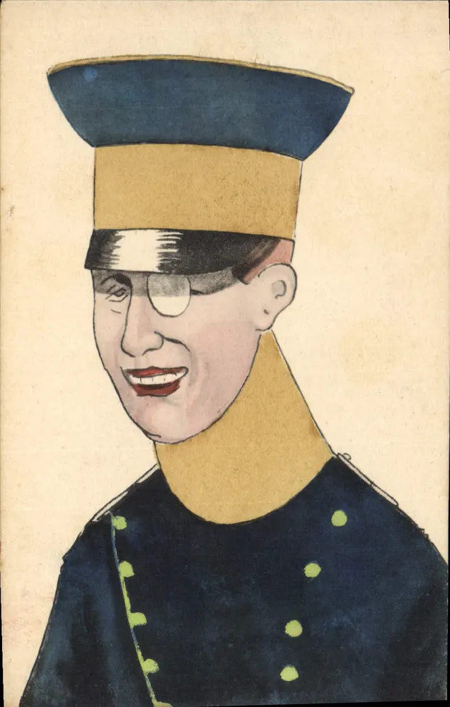 Soldaat in uniform — karikatuur — Camille Cain, Nancy, B.K.W.I 698-5 - Voorkant