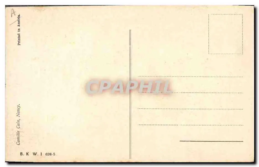 Soldaat in uniform — karikatuur — Camille Cain, Nancy, B.K.W.I 698-5 - Achterkant