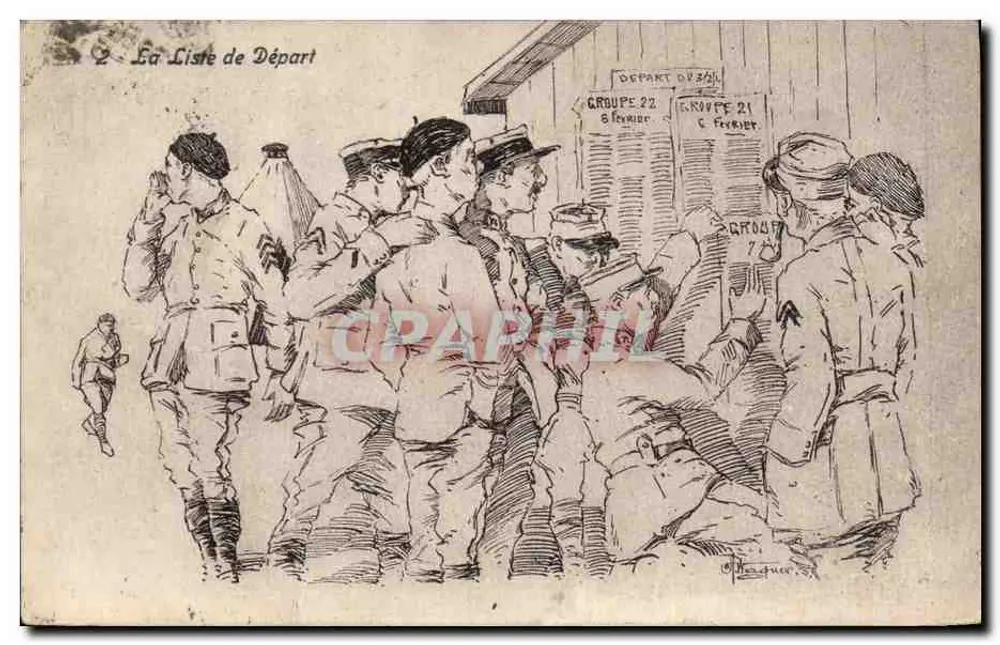 A Lista de Partida — Grupo 22, 8 de fevereiro — desenho de Marguer 1917 - Frente