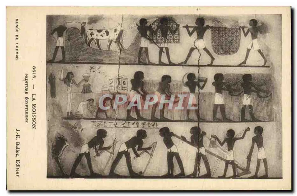 Museo del Louvre — Pintura egipcia: La cosecha — J.-E. Bulloz, Editor, n° 8615 - Anverso
