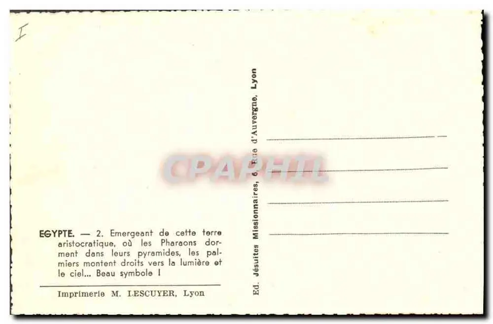 Ägypten — Pyramiden und Palmen — Imprimerie M. IESCUYER, Lyon - Rückseite