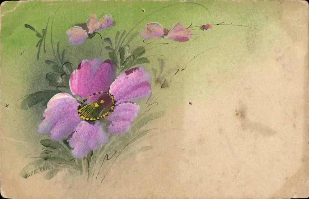 Violette Blüte — Aquarell — Ansichtskarte - Vorderseite