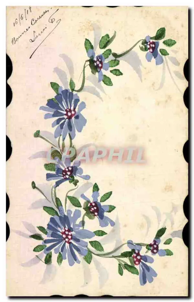 Blaue Blumen — Blumendekor — Karteikarte - Vorderseite