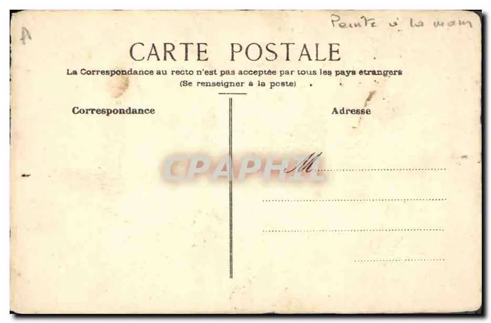 Caricature d'un homme en costume — dessin signé 'Hus' et daté 22-5-1910 — éditeur 'Hus' - Rückseite