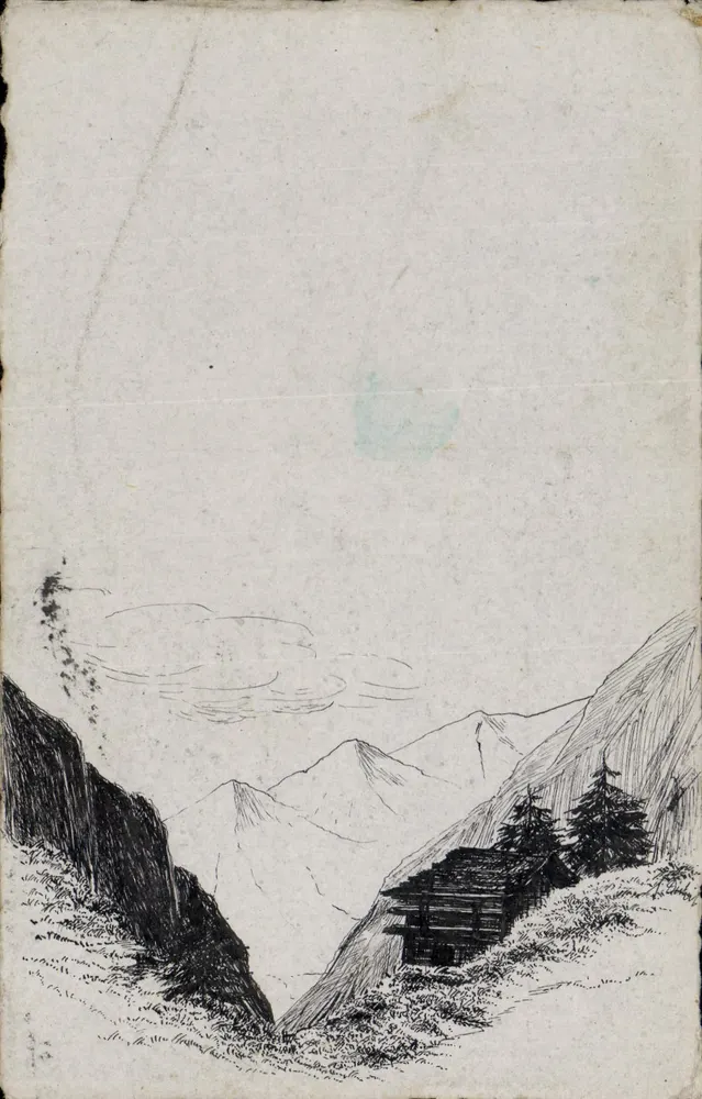 Bergblick — Hütte im Wald — Verlag unbekannt - Vorderseite
