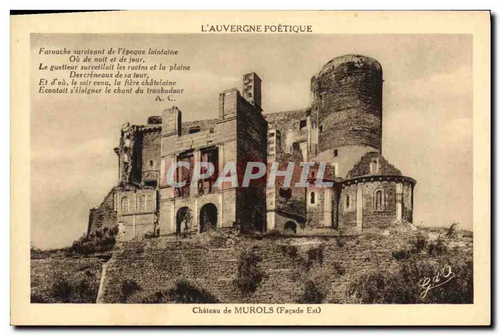 Schloss Murols (Ostfassade) — Poetische Auvergne — J. Gouttefanges, Verlag, Puy-de-Dôme - Vorderseite